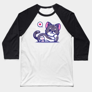 Cute Cat Lay Cartoon Baseball T-Shirt